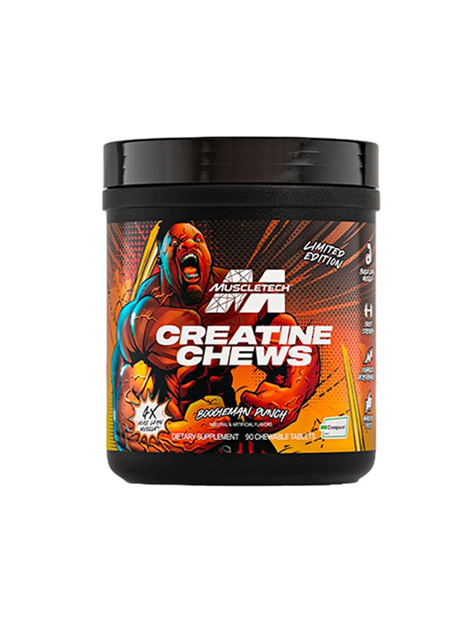 Muscletech Creatine Chews supplement container on a white background
