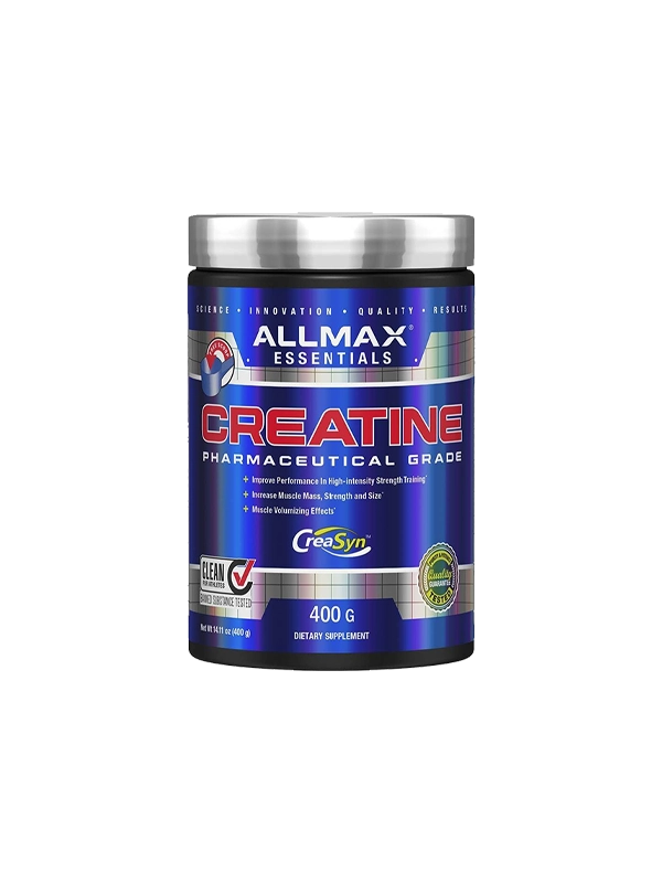 Micronized creatine powder in scoop