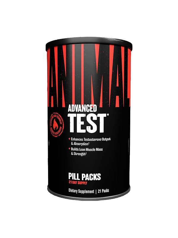 Close-up of Animal Test supplement pack and capsules