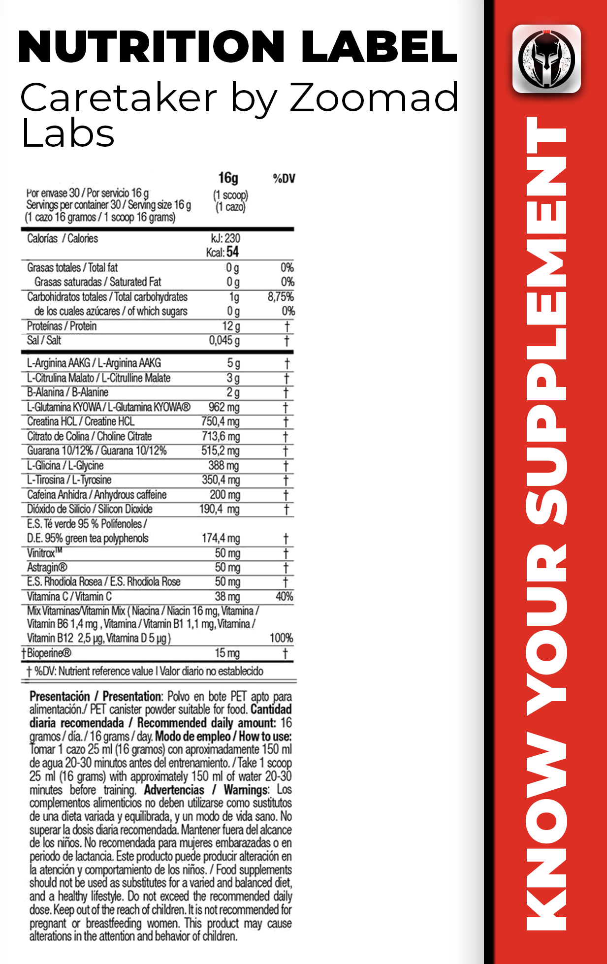 CARETaker® by Zoomad Labs – 10:1:1 BCAA Formula for Muscle Recovery ...
