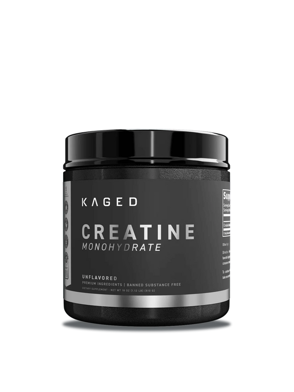 A container of Kaged creatine powder, emphasizing its role in enhancing athletic performance and muscle recovery.