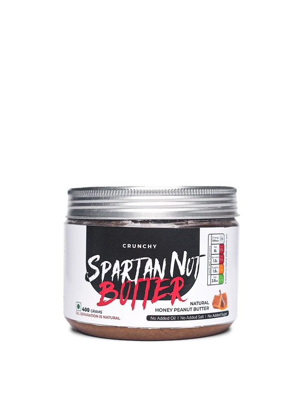 Spartan Nut Butter jar displayed prominently, highlighting its reputation as the finest nut butter on the market.