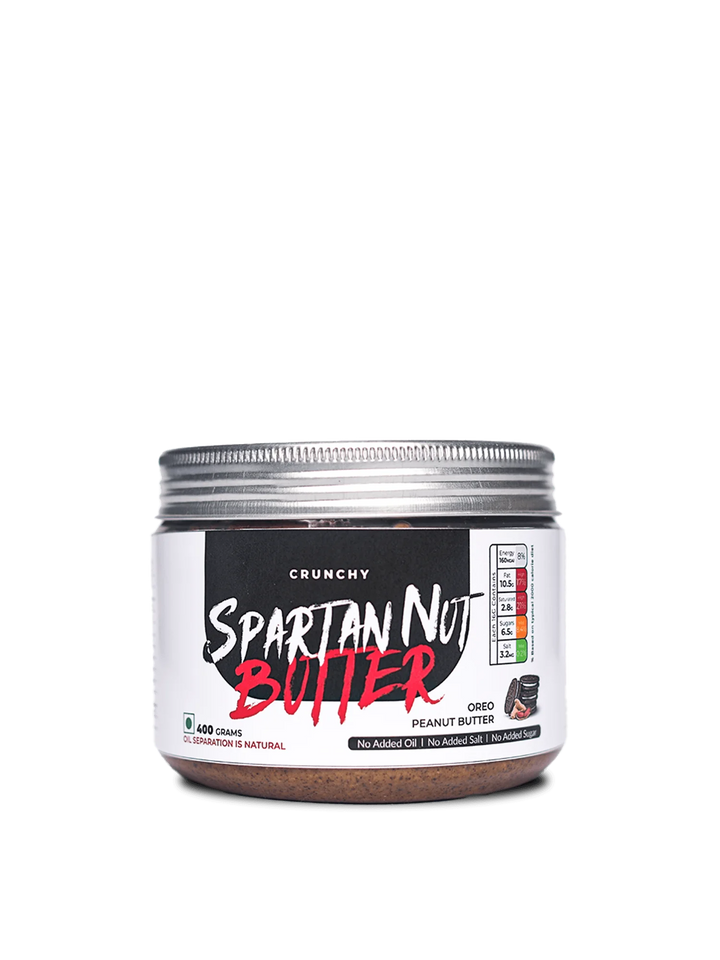 A 250g jar of Spartan Nut Butter, showcasing its rich texture and appealing packaging design.
