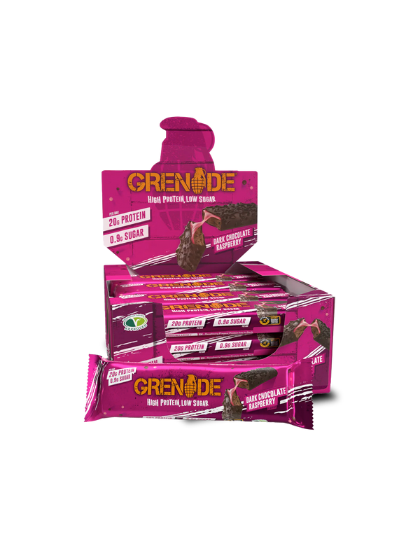 DARK CHOCOLATE RASPBERRY PROTEIN BAR by Grenade