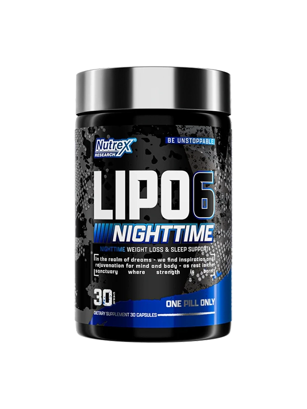 Lipo-6 Black Nighttime – Overnight Fat Burner & Sleep Support by Nutrex.