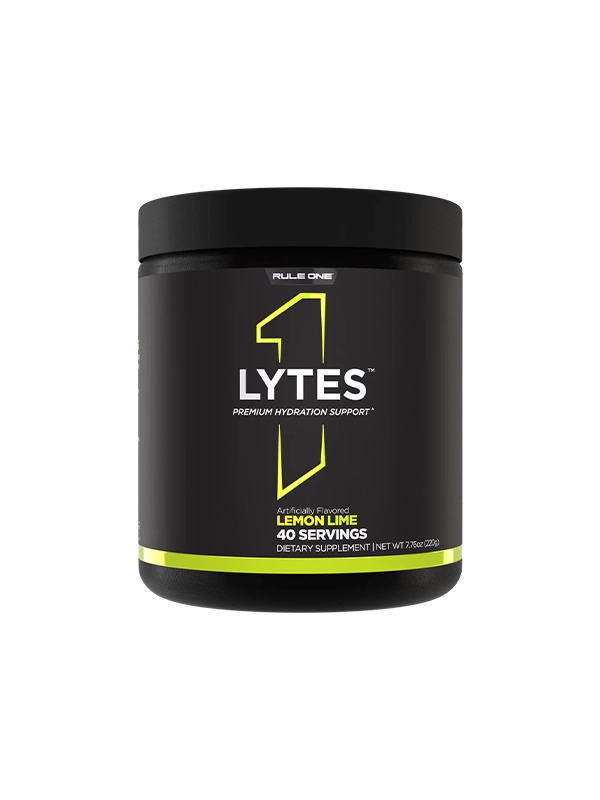 Black supplement container with 'LYTES' branding on a white background