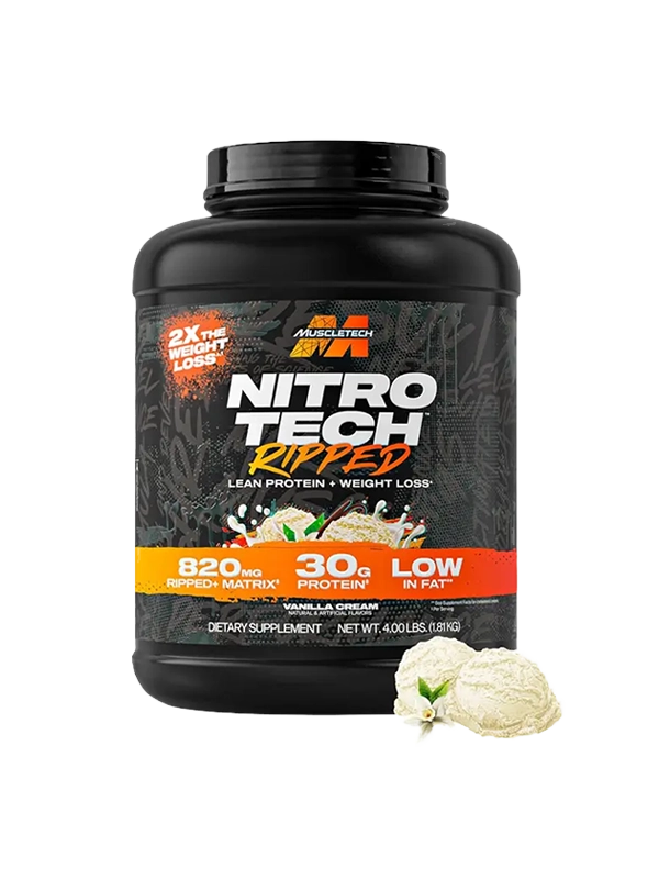 Nitro Tech Ripped Lean Protein and Weight Loss Vanilla Cream Flavor 4lbs 