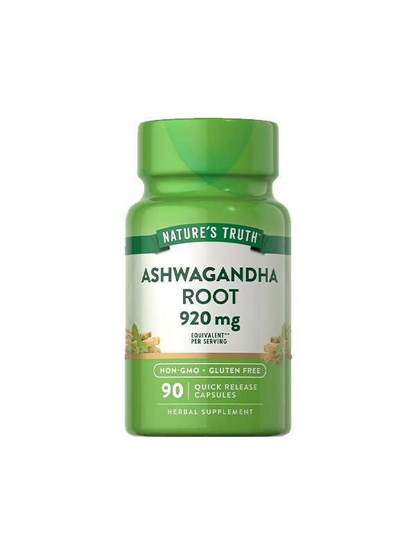 Ashwagandha Root supplement with herbal background