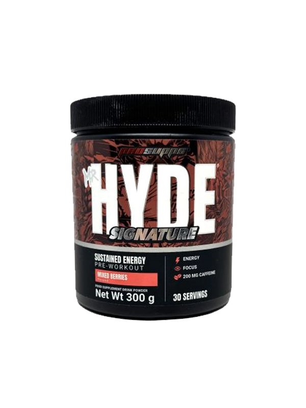 Hyde Signature pre-workout supplement container on a white background
