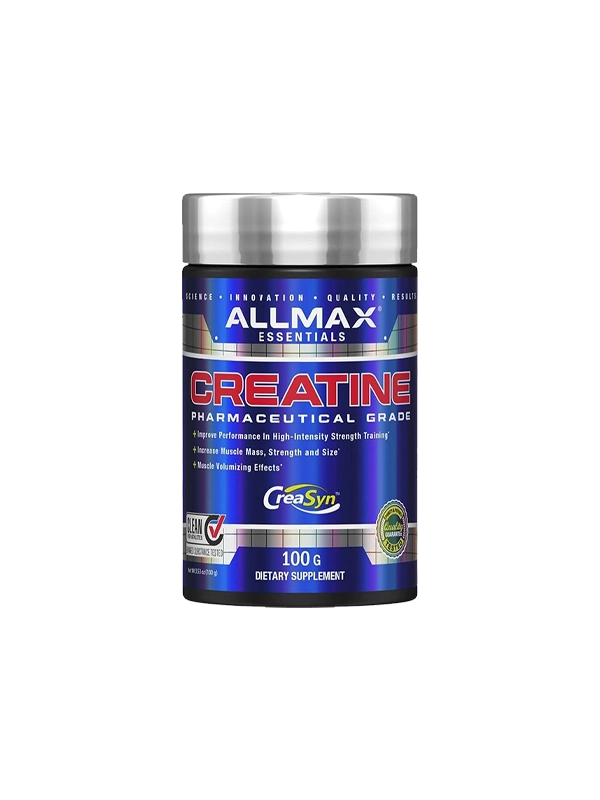 Allmax Essentials Creatine supplement container on a white background