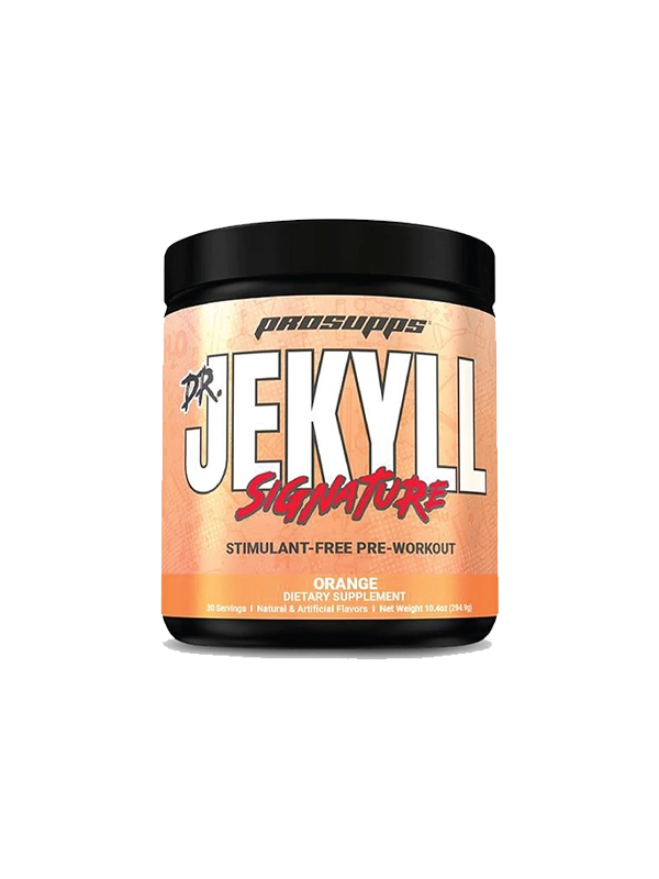 ProSupps Dr. Jekyll Stimulant-Free Pre-Workout supplement container on a white background